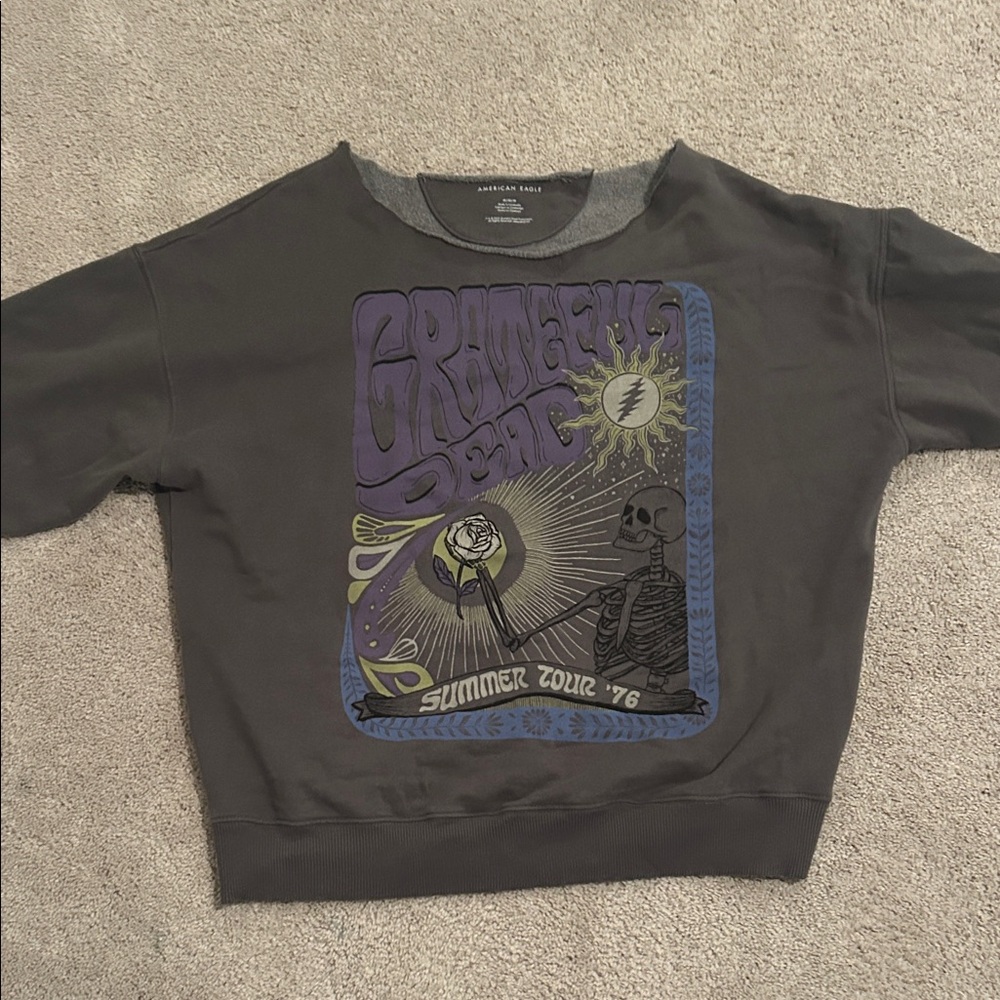 American Eagle Outfitters Dark Gray Off-the-Shoulder Sweater